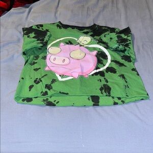 Green Tie-Dye Pig Graphic Tee